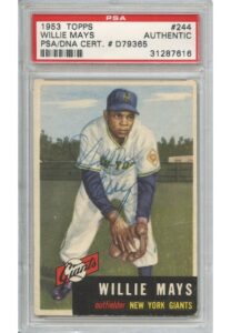 1953 Willie Mays Autographed Topps Baseball Card #244