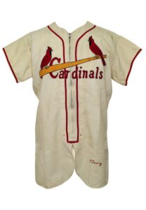 1954 Peanuts Lowrey St. Louis Cardinals Game-Used Home Flannel Jersey