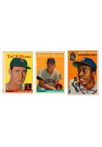 1954 Topps Hank Aaron #128 & 1958 Topps Ted Williams #1 & Roger Maris #47