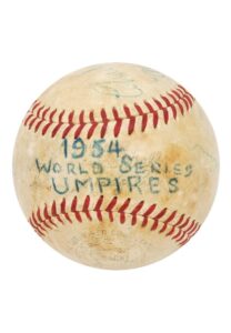 1954 World Series Umpires Autographed Baseball