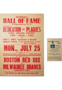 1955 Cooperstown Hall of Fame Game Poster & Score Card