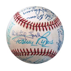 1955 NY Yankees Autographed Reunion Baseball with Mantle