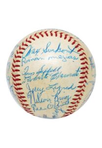 1955 Pittsburgh Pirates Team Autographed Baseball with Rookie Roberto Clemente