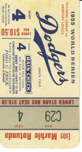 1955 World Series Dodgers Game 4 Ticket Stub and Yankees Game 6 Ticket Stub