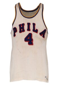 1956-57 Jackie Moore Philadelphia Warriors Game-Used Home Durene Jersey