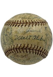 1956 Brooklyn Dodgers Team Signed Baseball With Jackie, Campy & Hodges