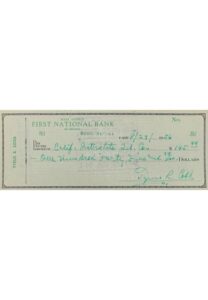 1956 Ty Cobb Autographed Personal Bank Check