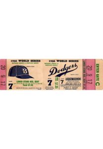 1956 World Series Game Seven Unused Ticket