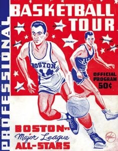 1957 Boston vs. Major League All-Stars Basketball Program Autographed By Cousy, Russell and Others