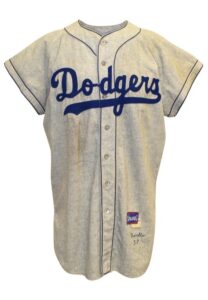 1957 Carl Furillo Brooklyn Dodgers Game-Used Road Flannel Jersey