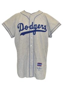 1957 Rube Walker Brooklyn Dodgers Game-Used Road Flannel Jersey