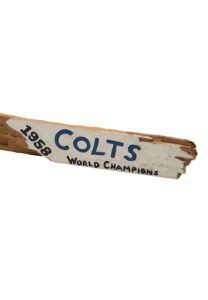 1958 Baltimore Colts “Greatest Game” Piece of Goal Post & Letter