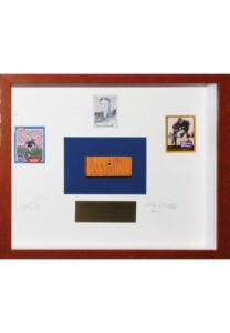 1958 Baltimore Colts vs. New York Giants NFL Championship Game-Used Goal Post Piece Multi-Signed Display