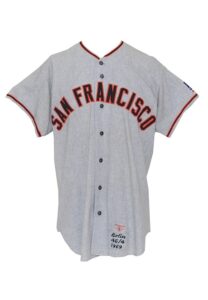 1959 Curt Barclay SF Giants Game-Used Home Flannel Jersey & 1969 Bob Bolin SF Giants Game-Used Road Flannel Jersey