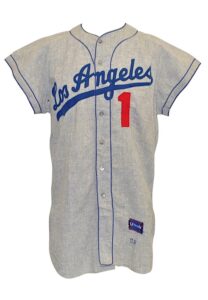 1959 Pee Wee Reese Los Angeles Dodgers Coaches Era Display Flannel Road Jersey