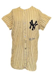 1960 New York Yankees Minor League Game-Used Home Flannel Jersey Autographed By Ryan Duren