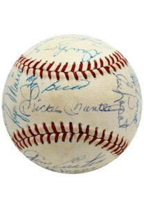 1960 New York Yankees Team-Signed OAL Baseball W/ Mantle & Maris