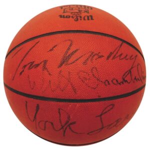 1961-62 Philadelphia Warriors Team Autographed Basketball with Chamberlain & Others