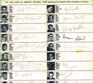 1961 All-American Autographed Sheet with Ernie Davis