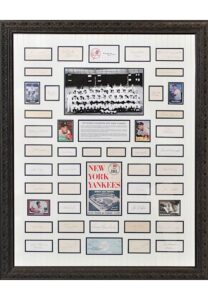 1961 New York Yankees Framed Display Piece With Autographed Cuts From The Team Including Mantle & Maris