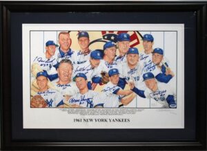 1961 NY Yankees Framed Autographed Lithograph