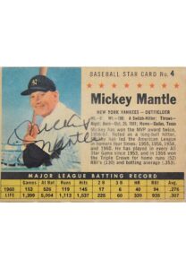 1961 Post Cereal Mickey Mantle New York Yankees #4 Autographed Baseball Card