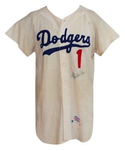 1962 Pee Wee Reese Los Angeles Dodgers Coaches Worn & Autographed Home Flannel Jersey