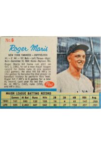 1962 Post Cereal Roger Maris New York Yankees #6 Baseball Card