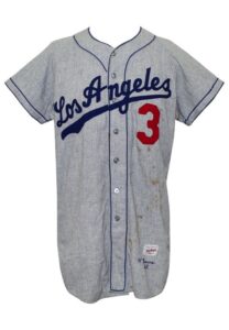 1962 Willie Davis Los Angeles Dodgers Game-Used Road Flannel Jersey