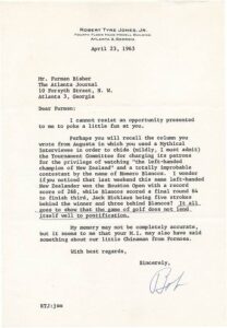 1963 Bobby Jones Letter With Jack Nicklaus Content