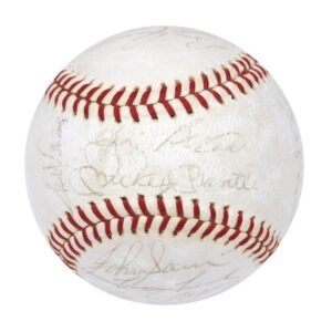 1963 NY Yankees American League Champions Team Autographed Baseball