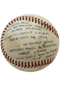 1964 Mickey Mantle World Series Game-Used Home Run #17 Baseball