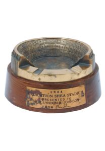 1964 Shea Stadium Dedication Ashtray Presented to Hon. Lyndon B. Johnson from Bill Shea