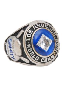 1965 Sandy Koufax Los Angeles Dodgers World Championship Ring