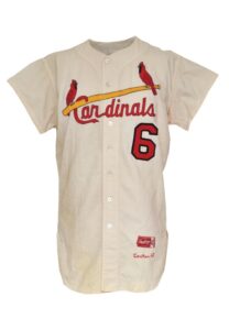 1965 Steve Carlton Rookie St. Louis Cardinals Game-Used Home Flannel Jersey Re-Issued To And Then Worn By Stan Musial As A Special Instructor