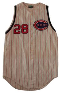 1965 Vada Pinson Cincinnati Reds Game-Used Home Flannel Vest with 1961 Home Flannel Pants