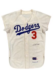 1965 Willie Davis LA Dodgers Game-Used & Signed Home Flannel Jersey