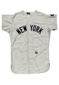 1966-69 Bill Burbach NY Yankees Game-Used Road Jersey