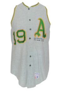 1966 Bert Campaneris KC Athletics Game-Used & Autographed Road Flannel Jersey Vest