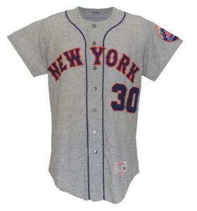 1966 Dennis Ribant NY Mets Game-Used Road Flannel Re-Issued To & Worn by Nolan Ryan in 1967 & S.T. 1968 During His Rookie Campaign