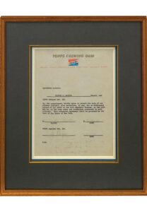 1966 Mickey Mantle Dual-Signed Topps Chewing Gum Contract