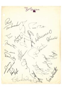 1967-68 Chicago Blackhawks Team-Signed Page & Béliveau, Hull & Howe Autographed Index Cards