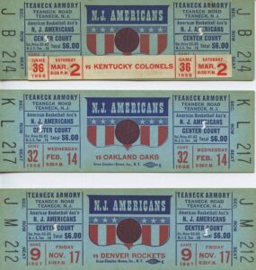 1967-68 New Jersey Americans Inaugural Year Tickets