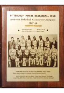 1967-68 Pittsburgh Pipers ABA Champions Team Photo Plaque