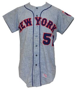 1967 Harvey Haddix New York Mets Coaches Worn Road Flannel Jersey