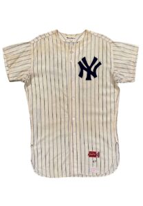 1967 Jim Bouton NY Yankees Game-Used Home Flannel Jersey