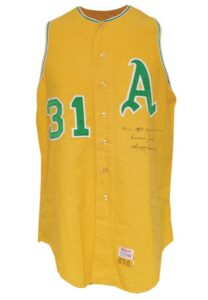 1967 Reggie Jackson Rookie Kansas City Athletics Game-Used & Autographed Home Flannel Vest