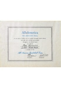 1968 “Pistol” Pete Maravich LSU AP All-American First Team Award