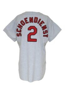 1968 Red Schoendienst St. Louis Cardinals Manager’s Worn & Twice Autographed Road Flannel Jersey