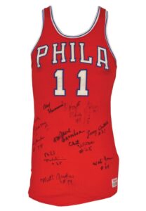 1969-70 Philadelphia 76ers Game-Issued Uniform Autographed By 10 Members of the 1966-67 Championship Team (JSA)